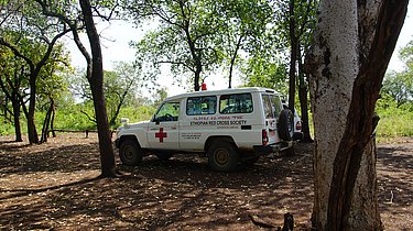 Turmi,,Ethiopia,,Africa,,February,21,,2020.,Red,Cross,Ambulance,Parked